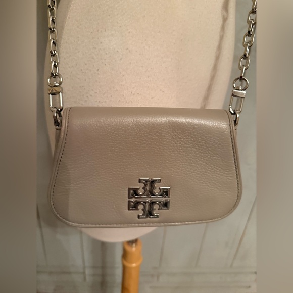 TORY‎ BURCH Britten Mini Crossbody Bag French Gray Silver Hardware Rt-398$ - Picture 2 of 9